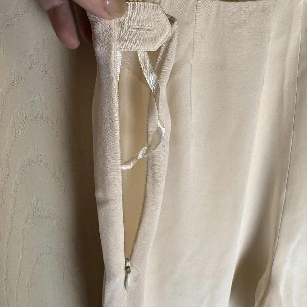 Eileen Fisher Heavyweight Silk Crepe de Chine Pant White Wide Leg‎ Sz Med Bridal